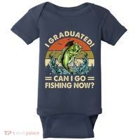 Retro I Graduated Can I Go Fishing Now Cute Graduation Baby Bodysuit thumb 0