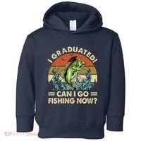 Retro I Graduated Can I Go Fishing Now Cute Graduation Toddler Hoodie thumb 0