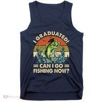 Retro I Graduated Can I Go Fishing Now Cute Graduation Tank Top thumb 0