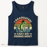 Retro I Graduated Can I Go Fishing Now Cute Graduation Tank Top thumb 2