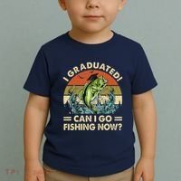 Retro I Graduated Can I Go Fishing Now Cute Graduation Toddler T-Shirt thumb 2