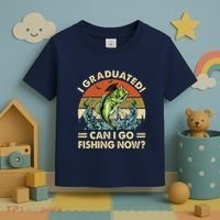 Retro I Graduated Can I Go Fishing Now Cute Graduation Toddler T-Shirt thumb 3