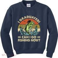 Retro I Graduated Can I Go Fishing Now Cute Graduation Kids Sweatshirt thumb 0