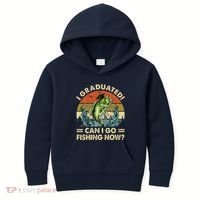 Retro I Graduated Can I Go Fishing Now Cute Graduation Kids Hoodie thumb 0