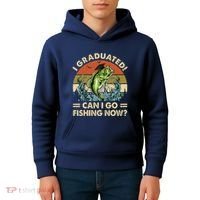 Retro I Graduated Can I Go Fishing Now Cute Graduation Kids Hoodie thumb 4