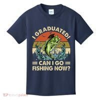 Retro I Graduated Can I Go Fishing Now Cute Graduation Kids T-Shirt thumb 0
