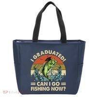 Retro I Graduated Can I Go Fishing Now Cute Graduation Tote Bag thumb 0