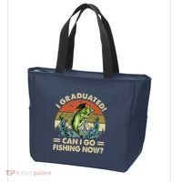 Retro I Graduated Can I Go Fishing Now Cute Graduation Tote Bag thumb 3