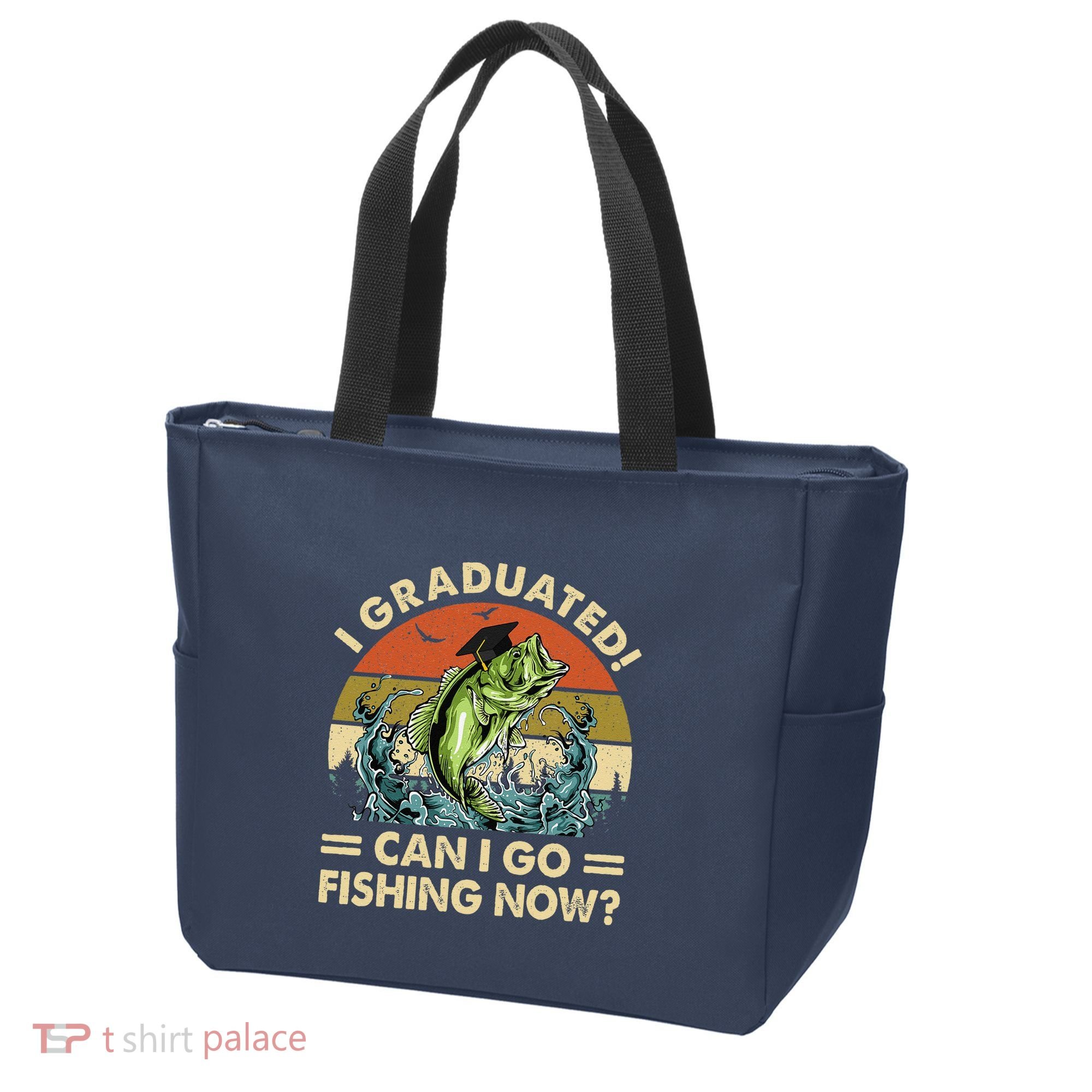 Retro I Graduated Can I Go Fishing Now Cute Graduation Tote Bag
