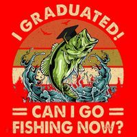 Retro I Graduated Can I Go Fishing Now Cute Graduation Santa Hat thumb 1