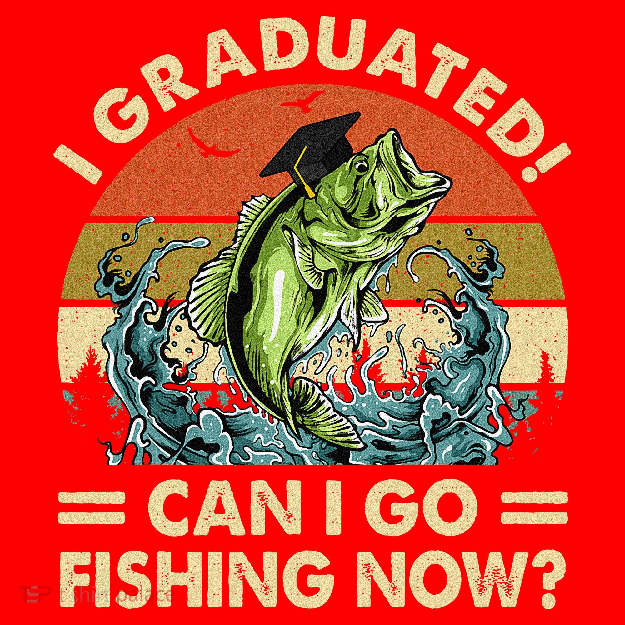 Retro I Graduated Can I Go Fishing Now Cute Graduation Santa Hat