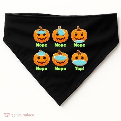 Right And Wrong Way To Wear Masks Pumpkins USA-Made Doggie Bandana