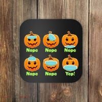Right And Wrong Way To Wear Masks Pumpkins Coaster thumb 0