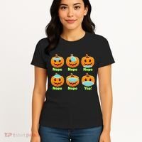 Right And Wrong Way To Wear Masks Pumpkins Women's T-Shirt thumb 4