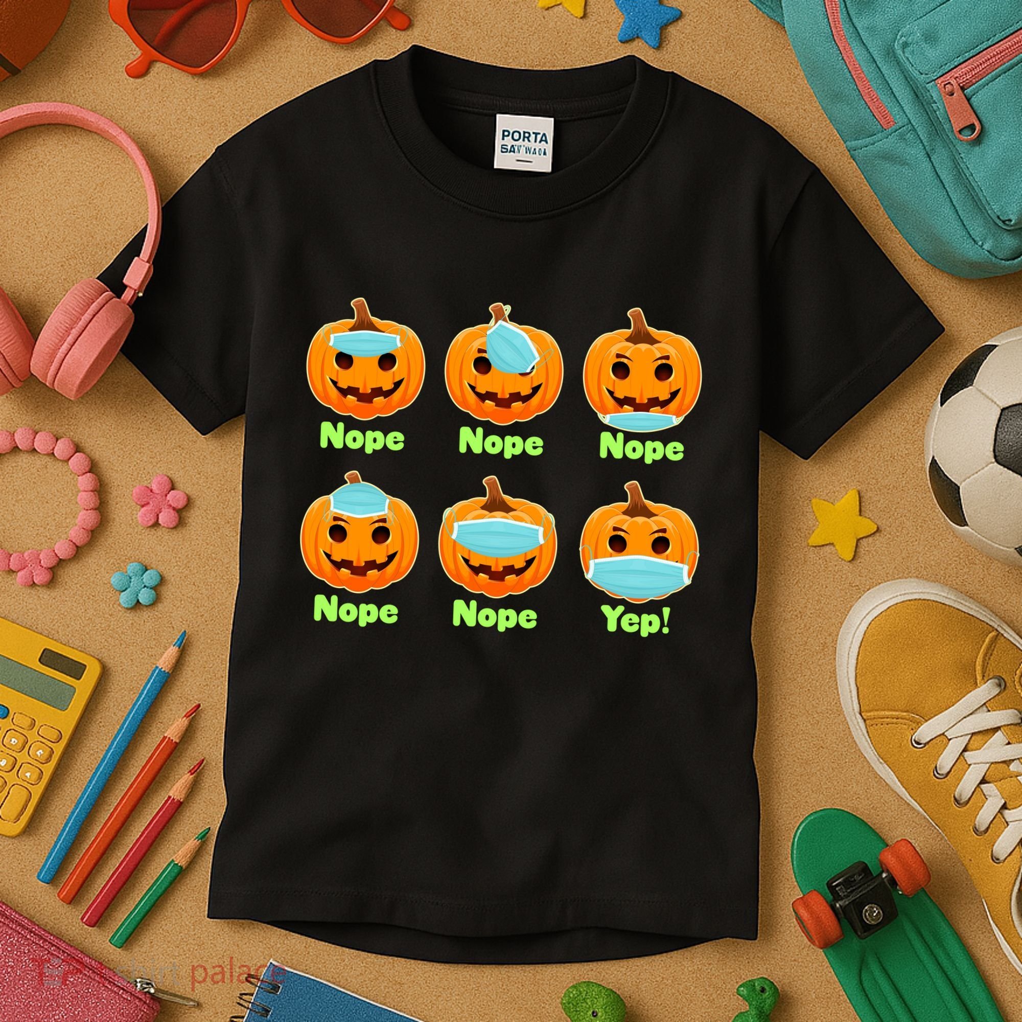 Right And Wrong Way To Wear Masks Pumpkins Kids T-Shirt