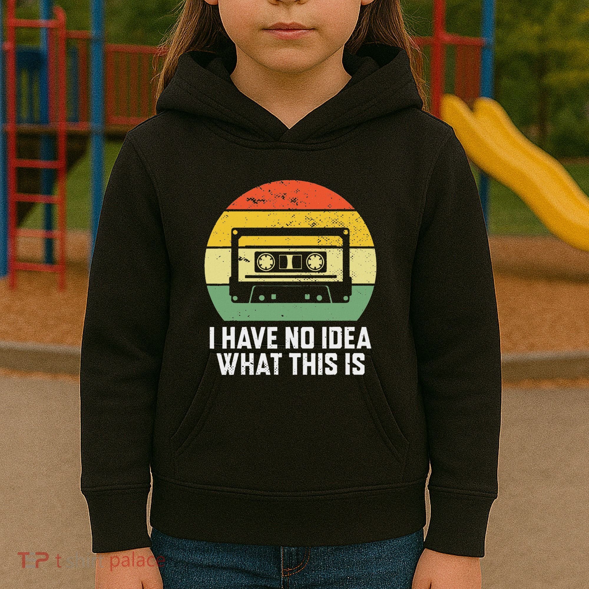Retro I Have No Idea What This Is Funny Cassette Kids Hoodie