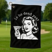 Retro Is He Dead Yet Anti Fascism Golf Towel thumb 1