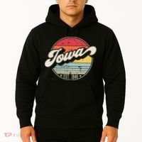 Retro Iowa Home State IA Cool 70s Style Sunset Hoodie thumb 2