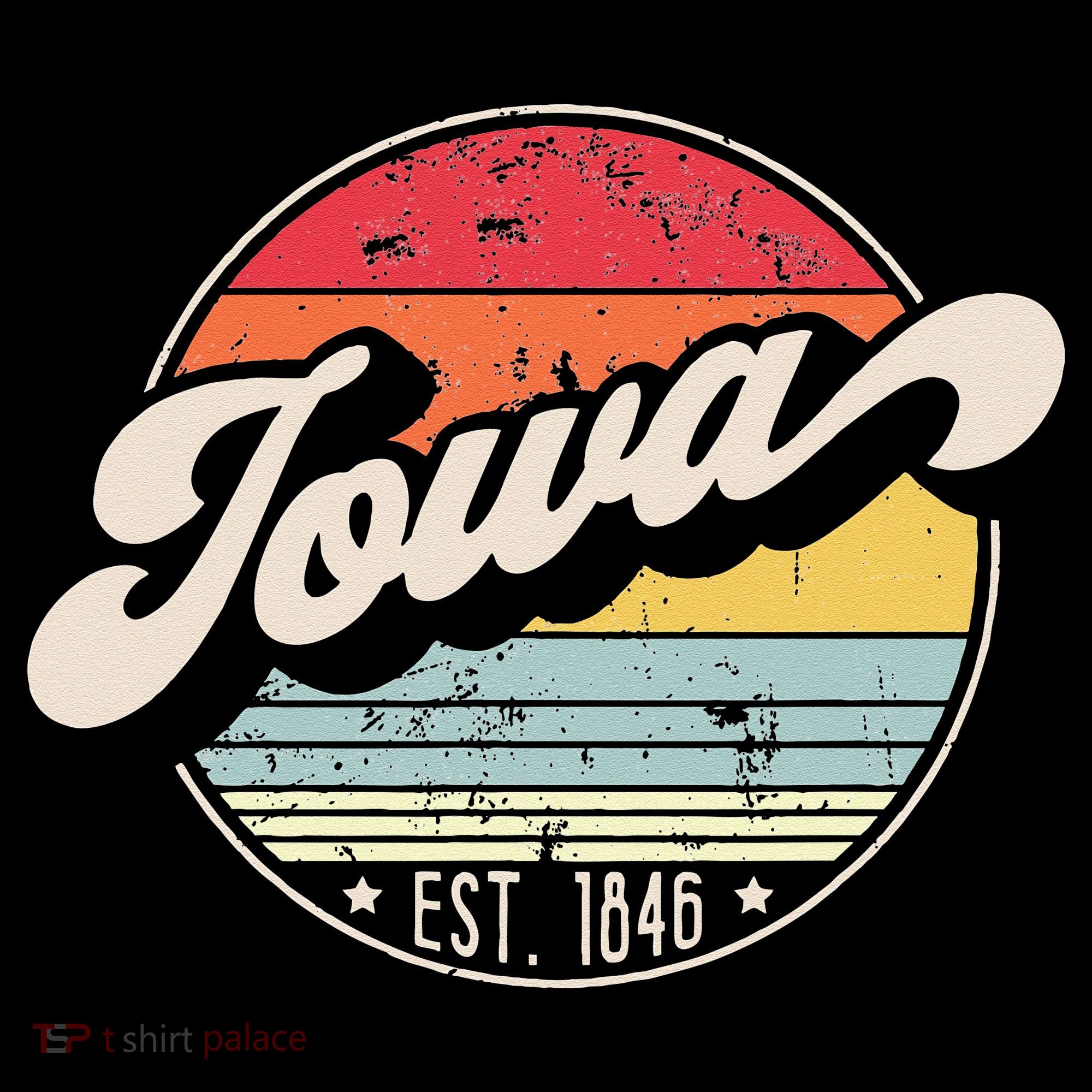 Retro Iowa Home State IA Cool 70s Style Sunset Hoodie