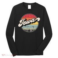 Retro Iowa Home State IA Cool 70s Style Sunset Long Sleeve Shirt thumb 0