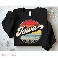 Retro Iowa Home State IA Cool 70s Style Sunset Sweatshirt thumb 2
