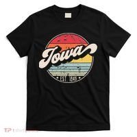 Retro Iowa Home State IA Cool 70s Style Sunset T-Shirt thumb 0