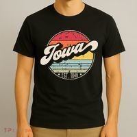 Retro Iowa Home State IA Cool 70s Style Sunset T-Shirt thumb 3