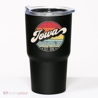 Retro Iowa Home State IA Cool 70s Style Sunset Tumbler thumb 0