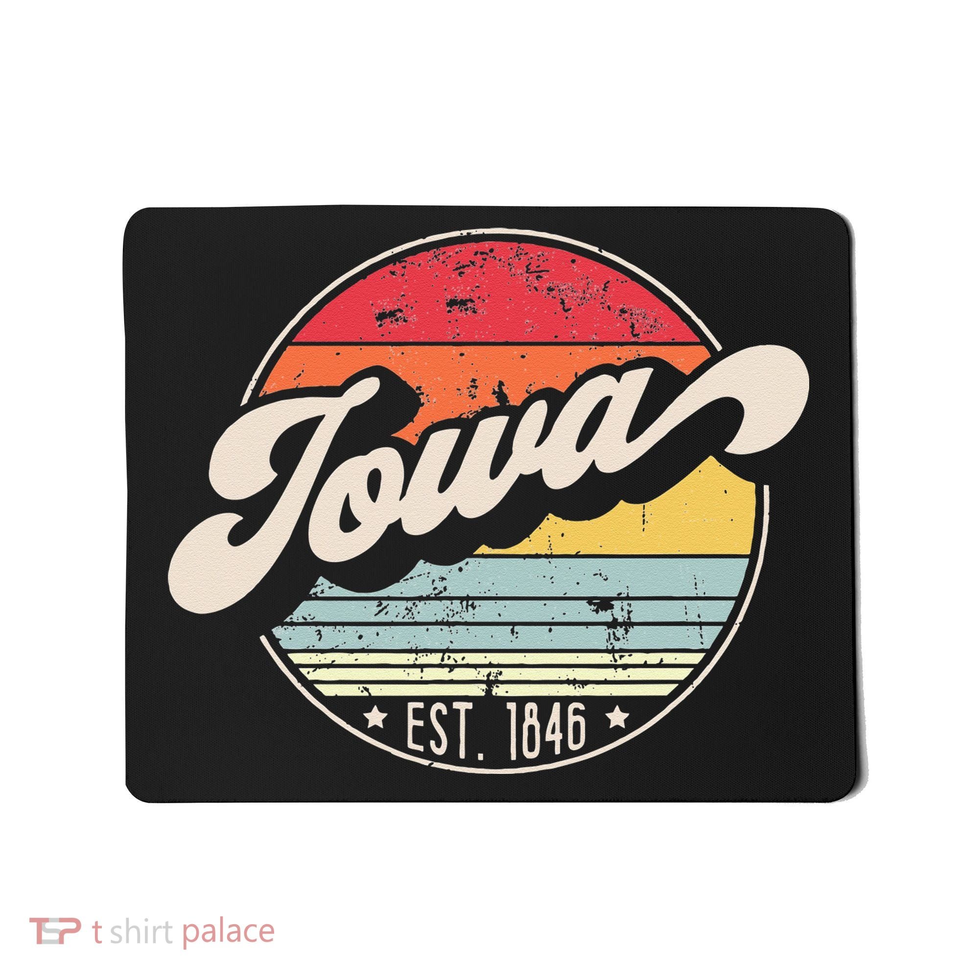 Retro Iowa Home State IA Cool 70s Style Sunset Mousepad