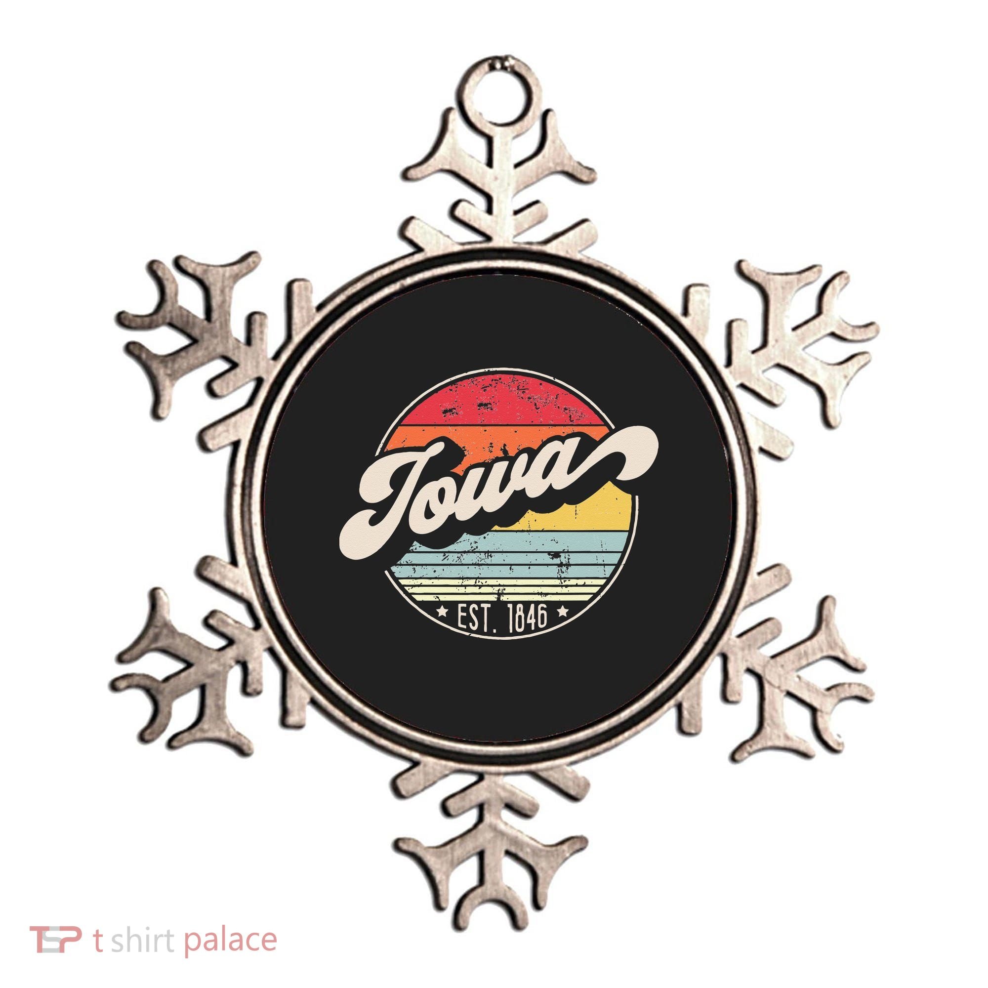 Retro Iowa Home State IA Cool 70s Style Sunset Ornament