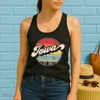 Retro Iowa Home State IA Cool 70s Style Sunset Women's Tank Top thumb 2