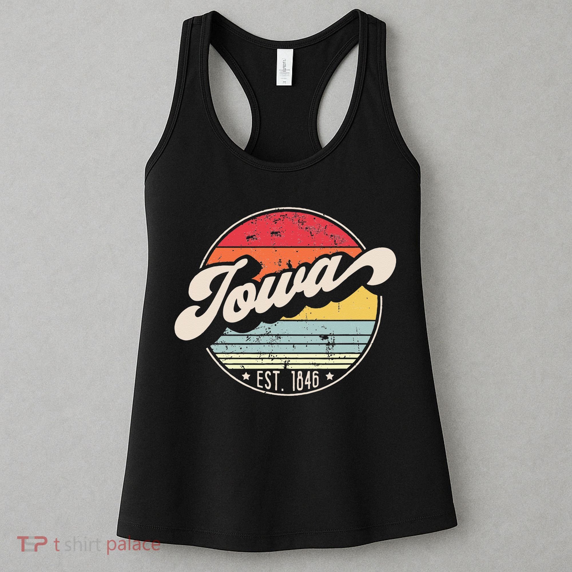 Retro Iowa Home State IA Cool 70s Style Sunset Women's Tank Top