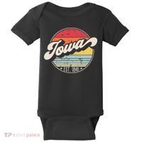 Retro Iowa Home State IA Cool 70s Style Sunset Baby Bodysuit thumb 0