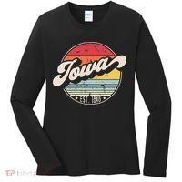 Retro Iowa Home State IA Cool 70s Style Sunset Women's Long Sleeve Shirt thumb 0