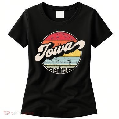 Retro Iowa Home State IA Cool 70s Style Sunset Women's T-Shirt