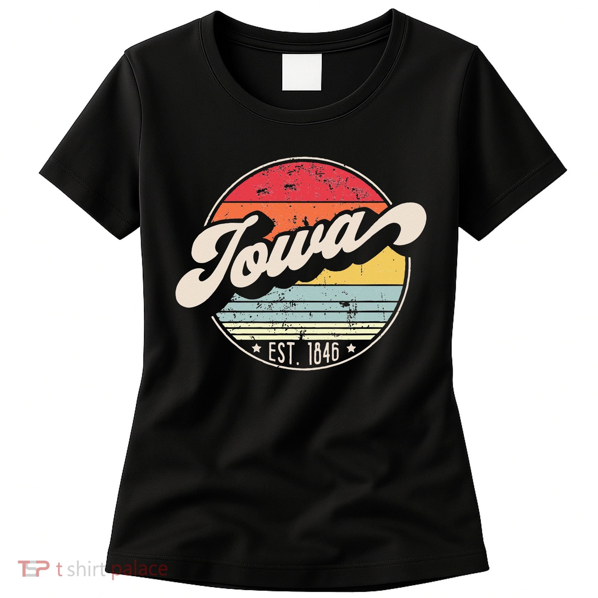 Retro Iowa Home State IA Cool 70s Style Sunset Women's T-Shirt