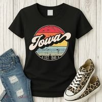 Retro Iowa Home State IA Cool 70s Style Sunset Women's T-Shirt thumb 3