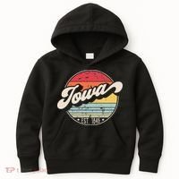 Retro Iowa Home State IA Cool 70s Style Sunset Kids Hoodie thumb 0