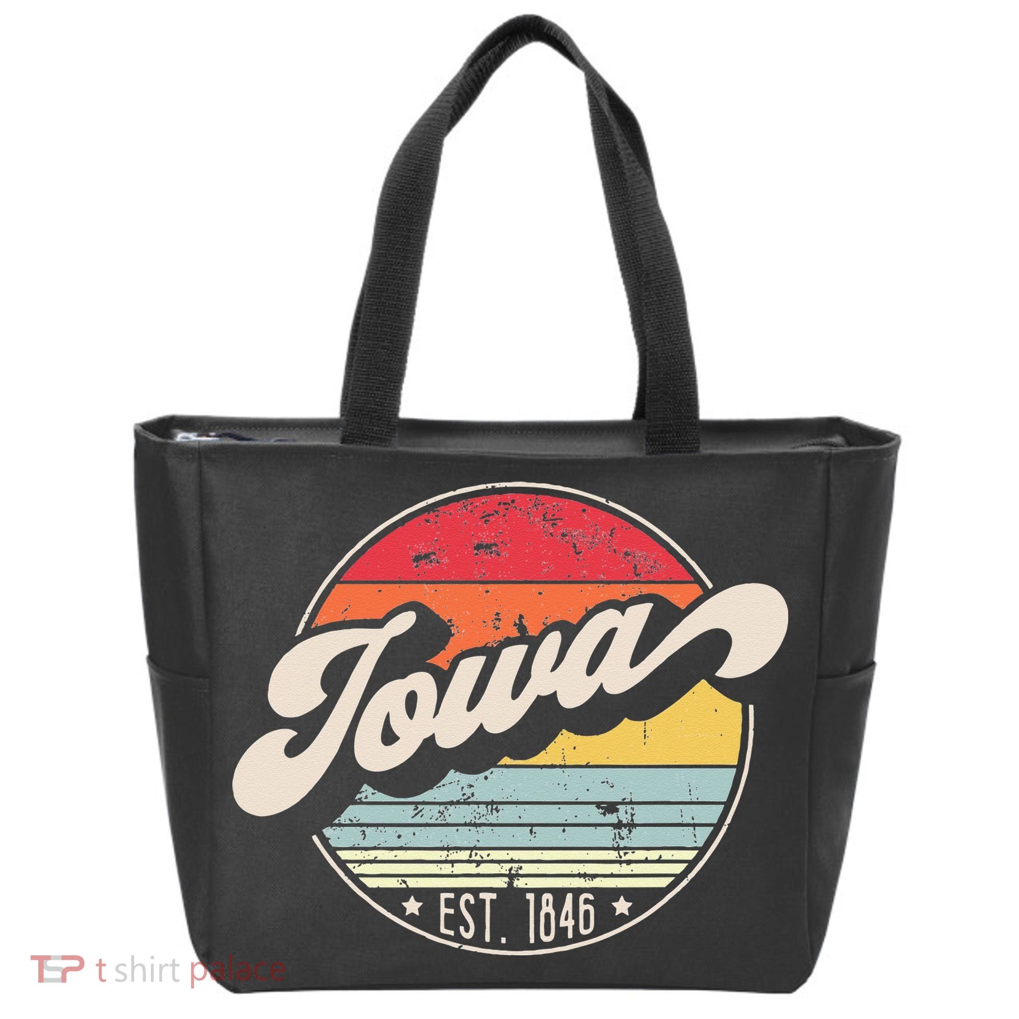 Retro Iowa Home State IA Cool 70s Style Sunset Tote Bag