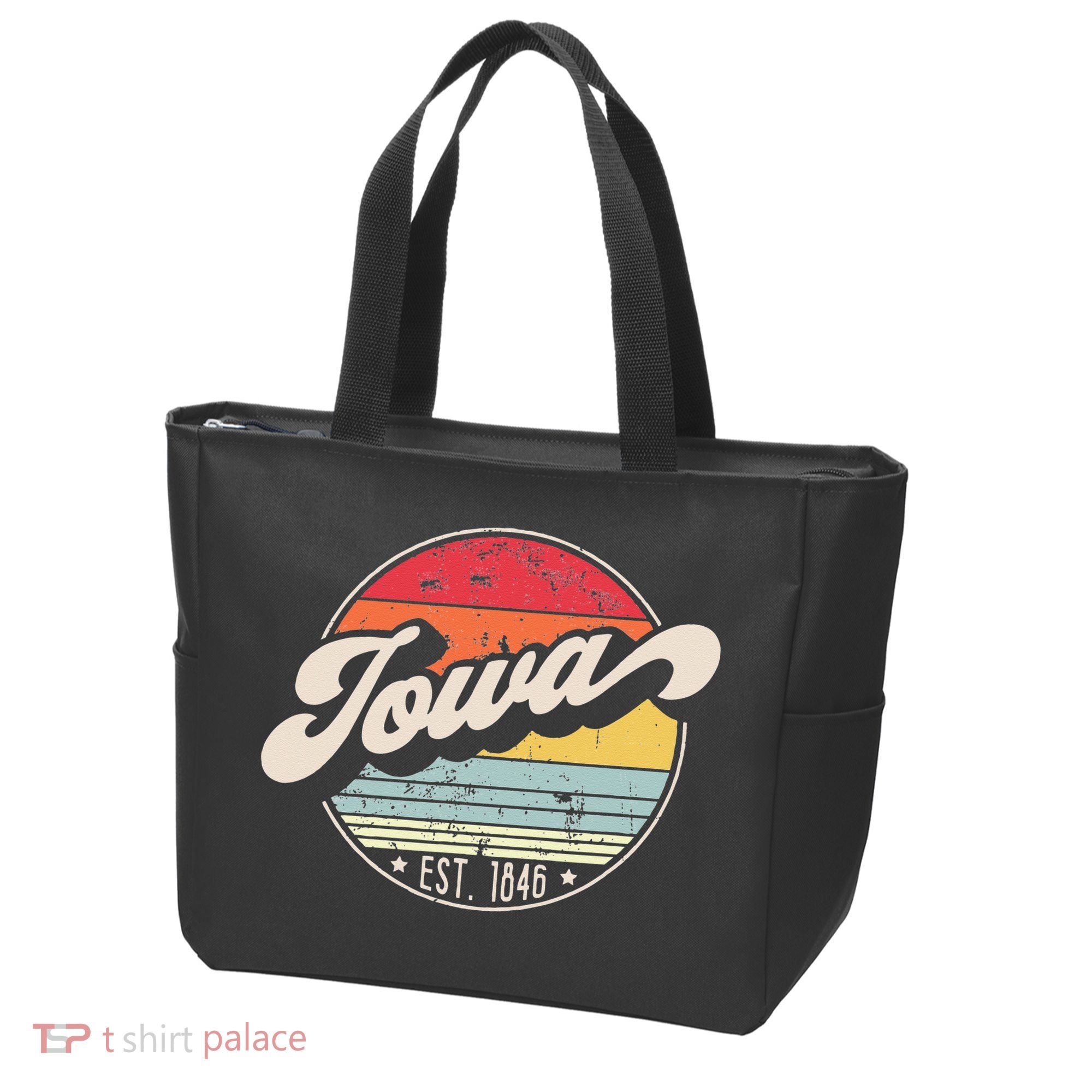 Retro Iowa Home State IA Cool 70s Style Sunset Tote Bag