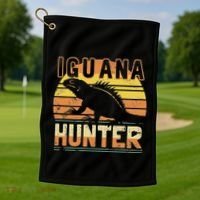 Retro Iguana Hunter Golf Towel thumb 1
