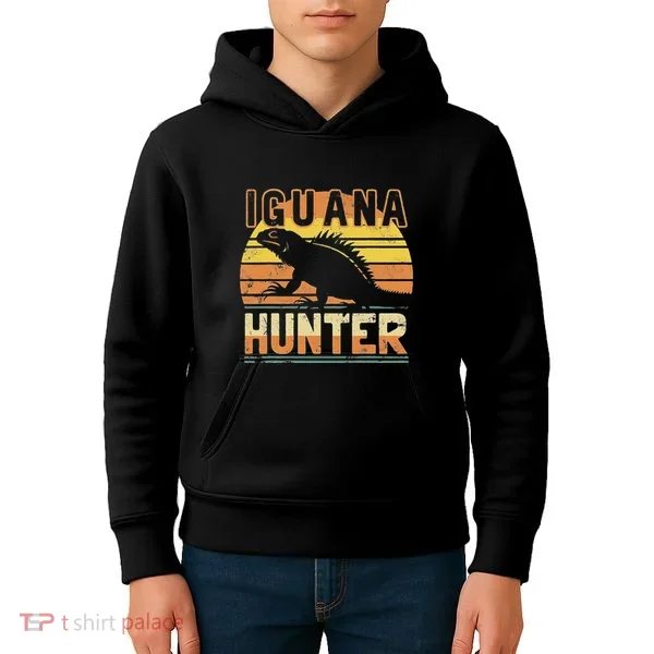 Retro Iguana Hunter Kids Hoodie