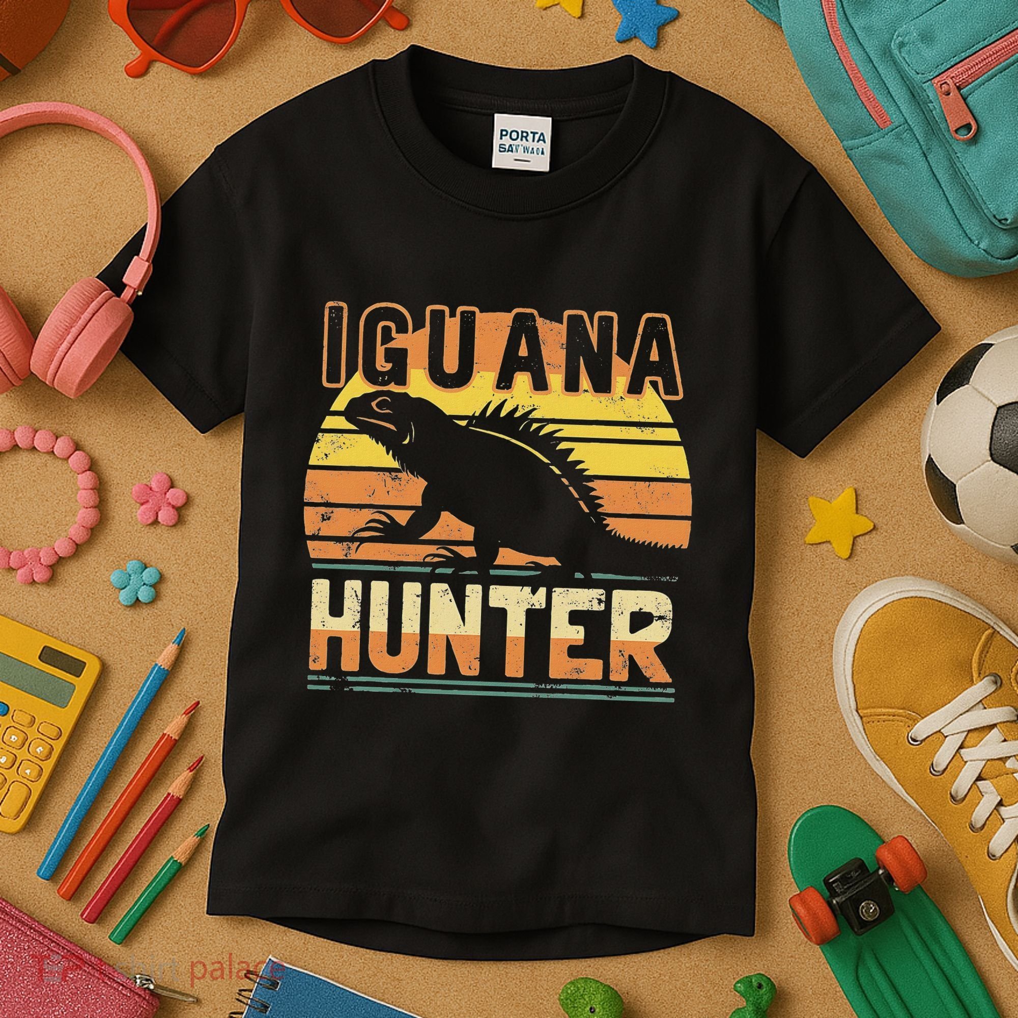 Retro Iguana Hunter Kids T-Shirt