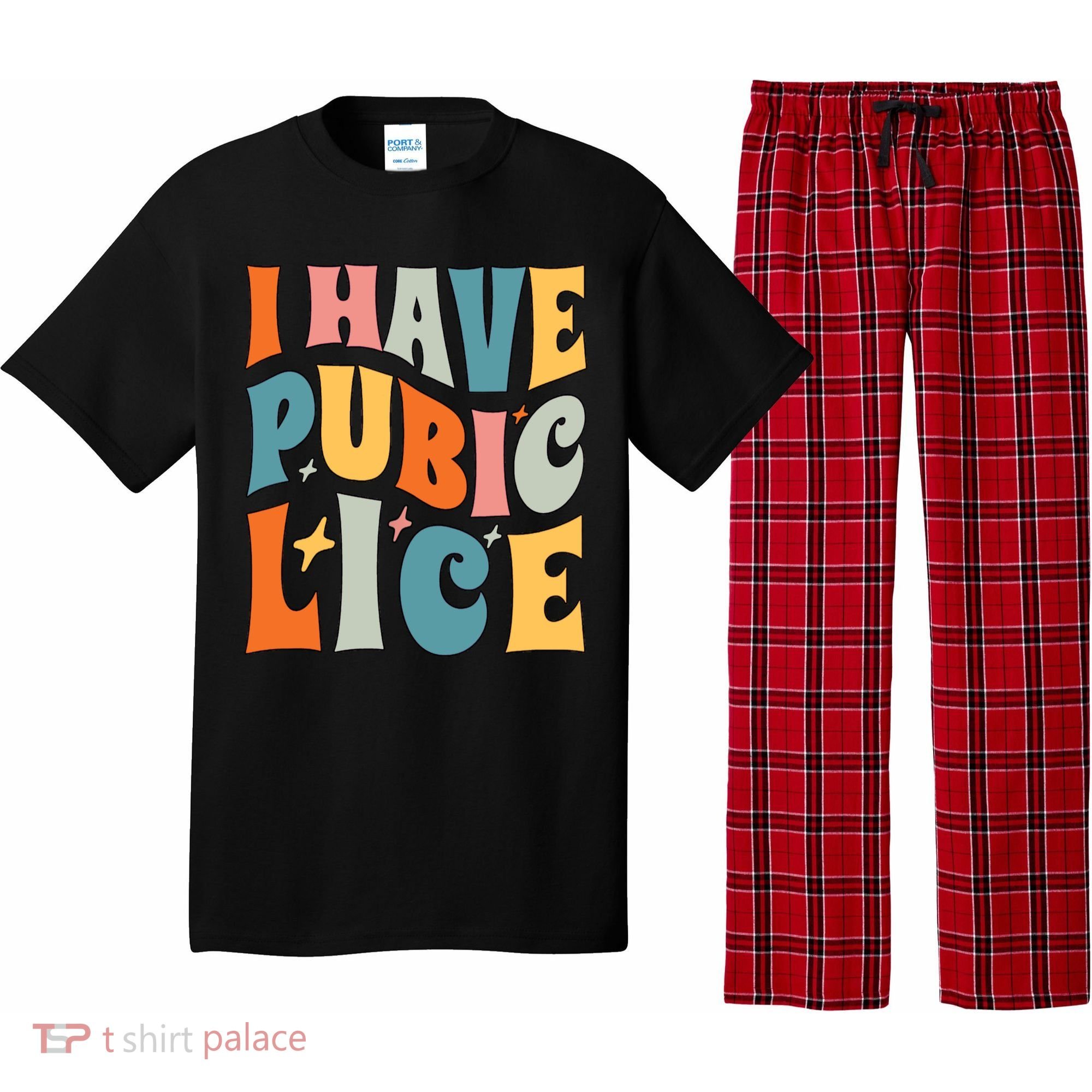 Retro I Have Pubic Lice Offensive Inappropriate Funny Pajama Set