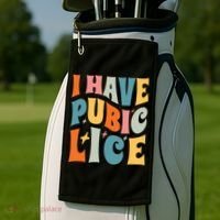 Retro I Have Pubic Lice Offensive Inappropriate Funny Golf Towel thumb 2