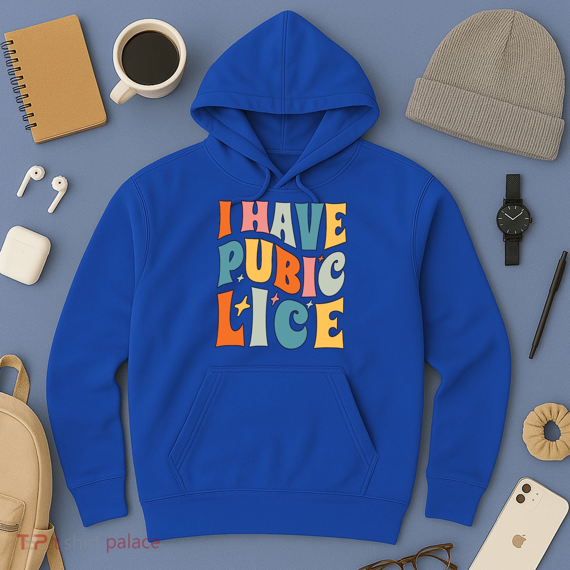 Retro I Have Pubic Lice Offensive Inappropriate Funny Hoodie