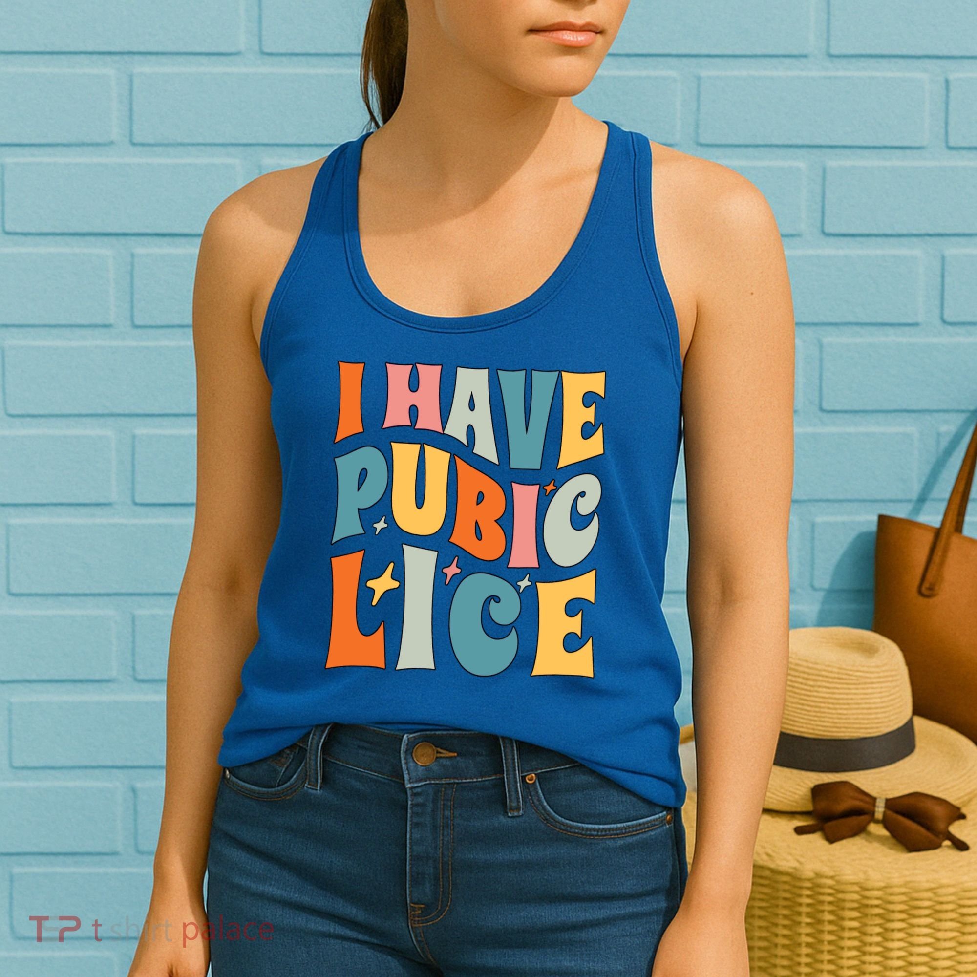 Retro I Have Pubic Lice Offensive Inappropriate Funny Women's Tank Top