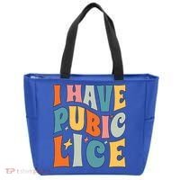 Retro I Have Pubic Lice Offensive Inappropriate Funny Tote Bag thumb 0