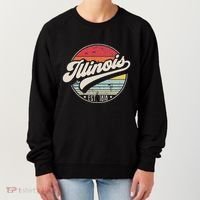 Retro Illinois Home State Il Cool 70s Style Sunset Women's Sweatshirt thumb 0
