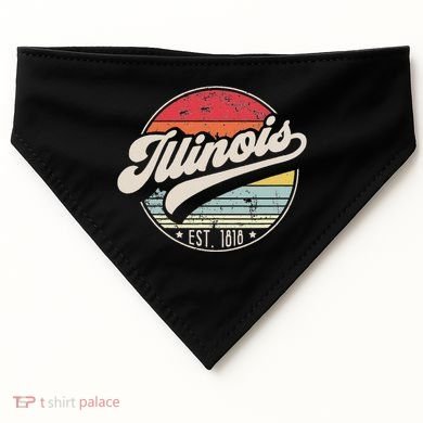 Retro Illinois Home State Il Cool 70s Style Sunset USA-Made Doggie Bandana